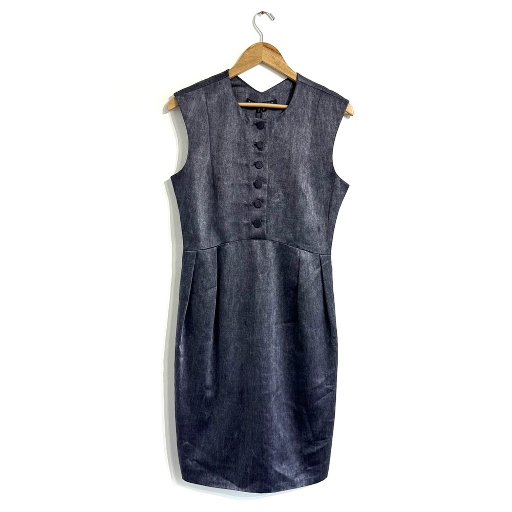 Theyskens' Theory Drace Sheath dress with a button-front sparkle purple